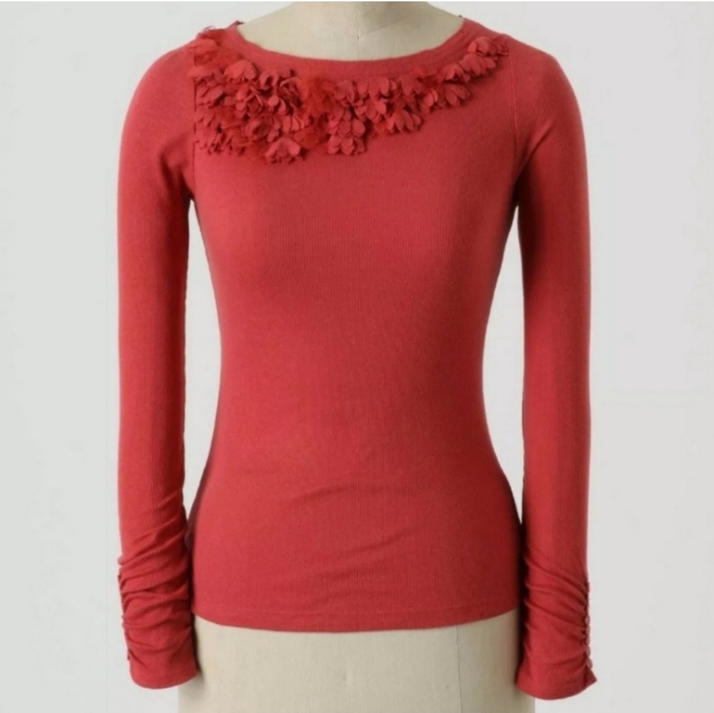 NWT Anthro C. Keer Embracable Floral Ribbed Top